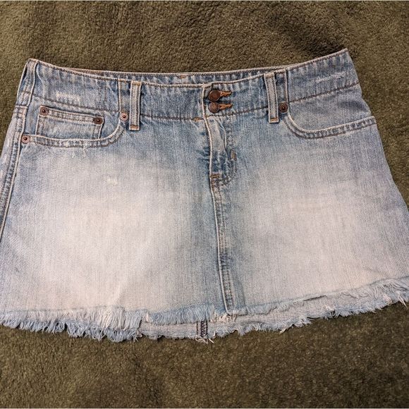 Abercrombie & Fitch Dresses & Skirts - Ladies Frayed Light Blue Abercrombie & Fitch Distressed Denim Women's Mini Skirt